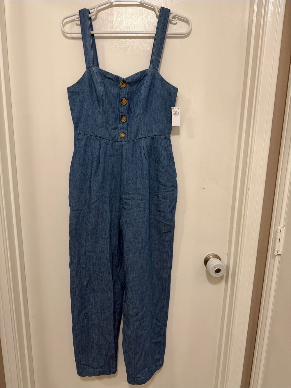 NWT Sleeveless Old Navy Denim Button-Front Jumpsuit in Classic Blue